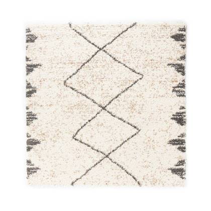 Boho&me Vierkant hoogpolig vloerkleed berber Artisan - wit| - Grijs