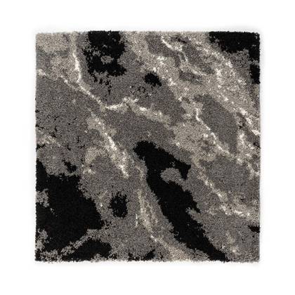 Boho&me Vierkant hoogpolig vloerkleed Marble Artisan - - 100x100 Grijs