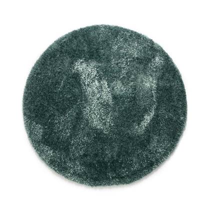 Tapeso Rond hoogpolig vloerkleed velours Posh - turquoise - 80 cm rond Antraciet