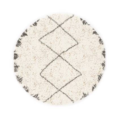 Boho&me Rond hoogpolig vloerkleed berber Artisan - wit|grijs - 160 cm