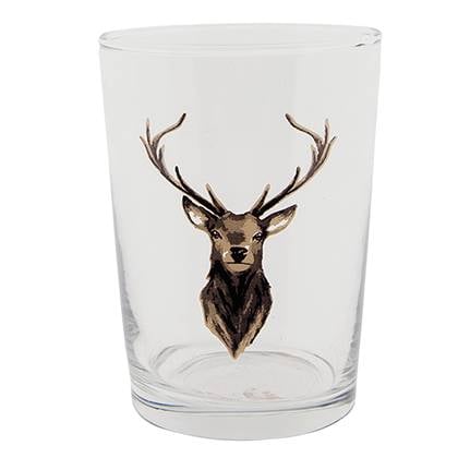 Clayre & Eef Waterglas  400 ml Bruin Glas Rendier Drinkbeker