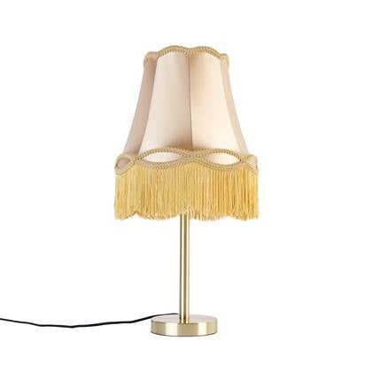 QAZQA Klassieke tafellamp messing met granny kap 30 cm - Simplo Goud