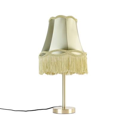 QAZQA Klassieke tafellamp messing met granny kap 30 cm - Simplo Groen