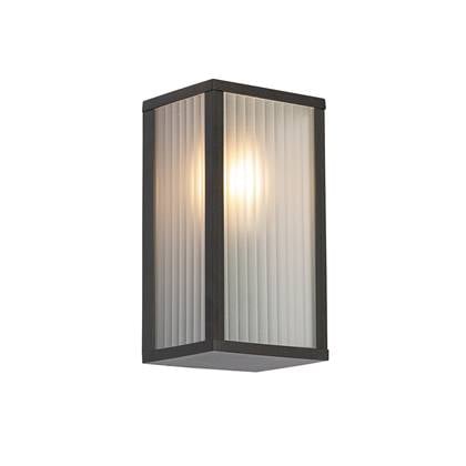 QAZQA Buiten wandlamp met ribbel glas IP44 - Charlois Zwart