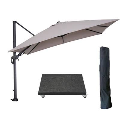 Garden Impressions zweefparasol 3x3 m d. grijs|zand +voet en hoes