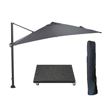 Garden Impressions parasol 300x300 d. grijs|zwart + voet en hoes