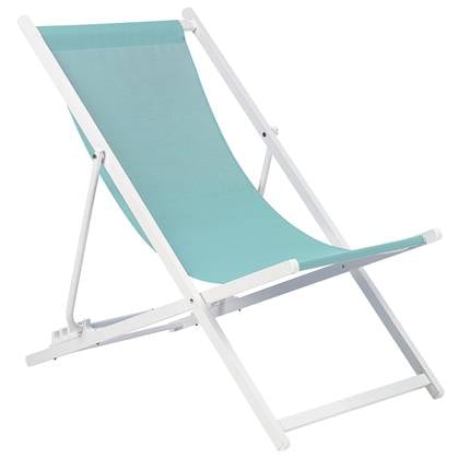Beliani - LOCRI II - Ligstoel - Blauw|Wit - Synthetisch materiaal