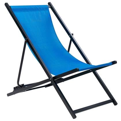 Beliani - LOCRI II - Ligstoel - Blauw|Zwart - Synthetisch materiaal