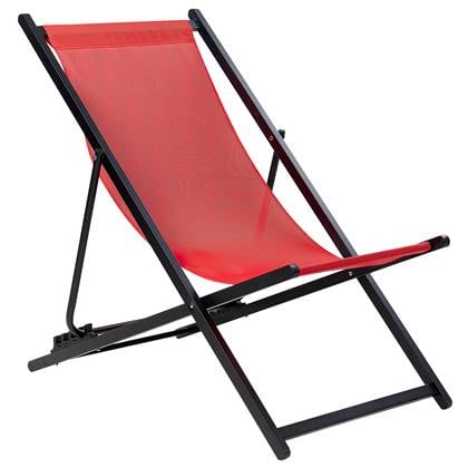 Beliani - LOCRI II - Ligstoel - Rood|Zwart - Synthetisch materiaal