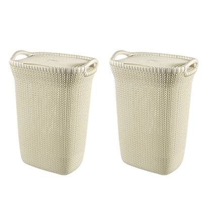 Curver Knit Wasmand met deksel - 57L - 2 stuks - Wit