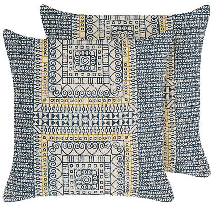 Beliani-SAFI-Sierkussen set van 2-Multicolor-50 x 50 cm-Katoen Blauw