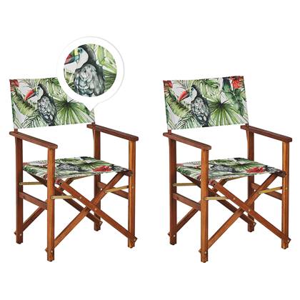 Beliani - CINE - Tuinstoel set van 2 - Groen|Grijs|Toekan - Polyester