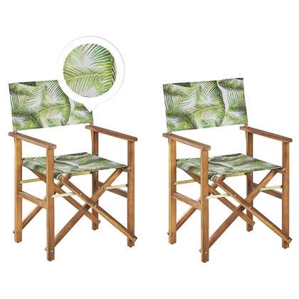 Beliani-CINE -Tuinstoel set van 2-Lichtgroen|Lichthout|Blad-Polyester