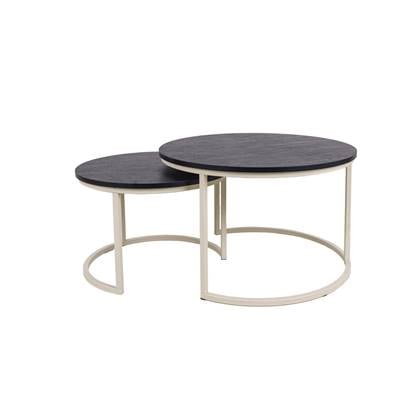 MaximaVida ronde salontafel set Chicago XL 75 cm ivoor - pinewood fineer