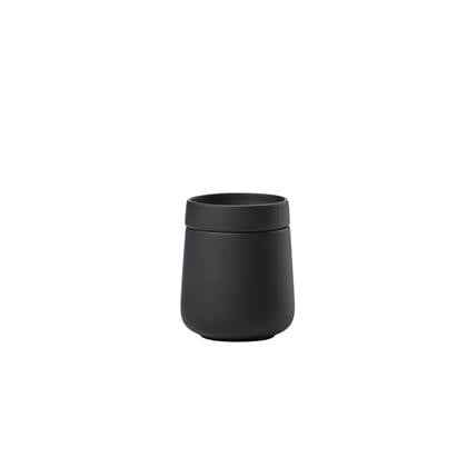 Zone Denmark Nova One beker met deksel - zwart - steengoed - soft touch - D 8,4 cm - H 10,5 cm