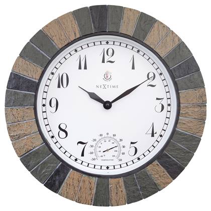 NeXtime - Weerbestendige buitenklok - met thermometer - 43.5 cm - Groen