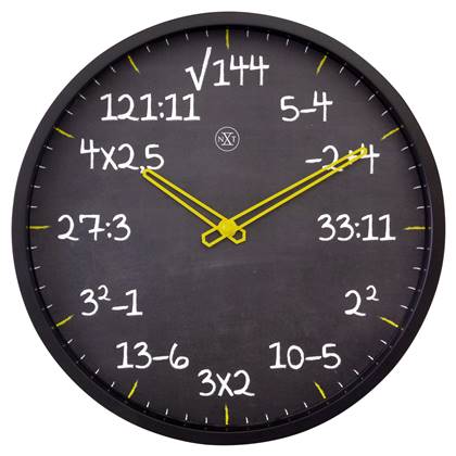 NeXtime - Reken wandkllok - 30cm -Stille klok- Rekenformule design - Zwart