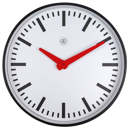 NeXtime - Stationsklok - 25cm - Stille wandklok - Wit - nXt by NeXtime Zwart