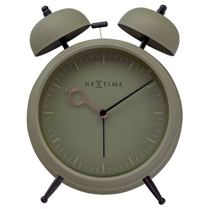 NeXtime  Tafel Wekker 15x18x7cm - Stil - licht functie - Olijf Groen