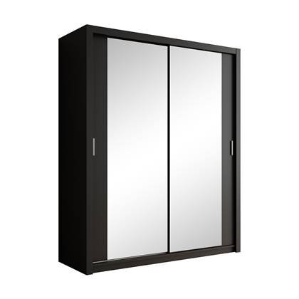 Meubella Kledingkast Blake - Mat zwart - 180 cm - Met spiegel
