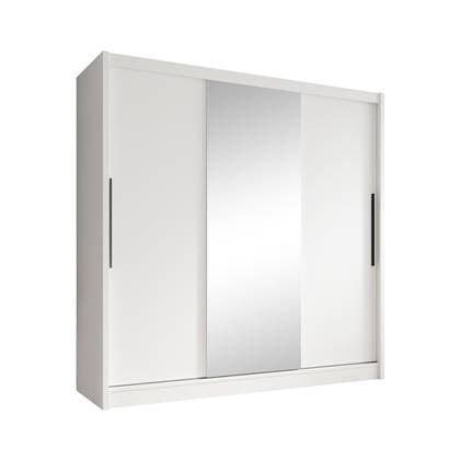 Meubella Kledingkast Alcamo - Wit - 205 cm - Met spiegel