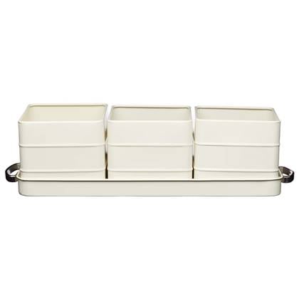 KitchenCraft - Kruidenpotten met Tray - Nostalgisch - Créme - Praktisc