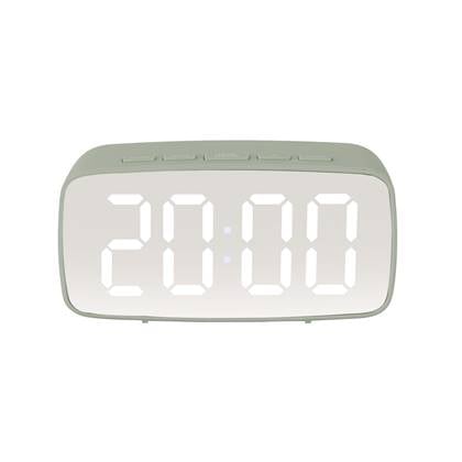 Karlsson - Alarm clock Silver Mirror LED oval jungle green Groen