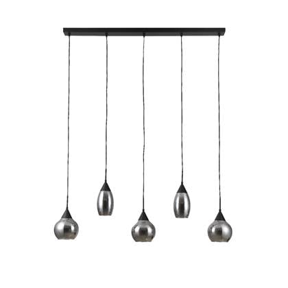 Furntastik Arona Hanglamp, 5-lichts, smoke glas