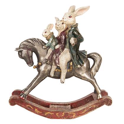 Clayre & Eef Decoratie konijnen en paard 28x11x30 cm