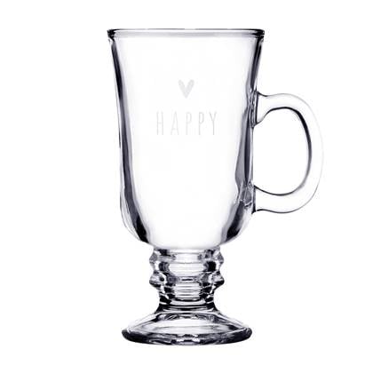 Clayre & Eef Theeglas  200 ml Glas Hart Happy Theemok