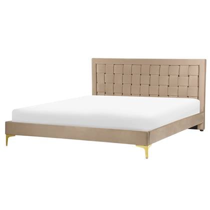 Beliani - LIMOUX - Tweepersoonsbed - Taupe - 160 x 200 cm - Fluweel