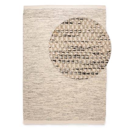 Nordic Weavers Wollen vloerkleed - Ulstein wit|zwart - 70x140 cm Wit, Zwart