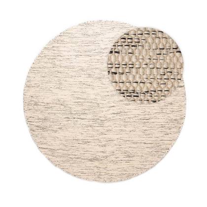 Nordic Weavers Rond wollen vloerkleed - Ulstein wit|zwart - 150 cm