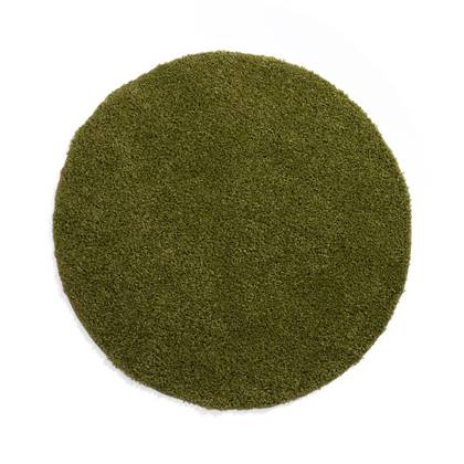 Tapeso Hoogpolig vloerkleed shaggy Trend effen rond - groen - 80 cm