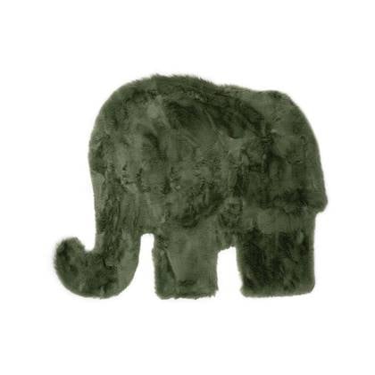Tapeso Kindervloerkleed Olifant - Fluffy olijf - 80x100 cm Groen