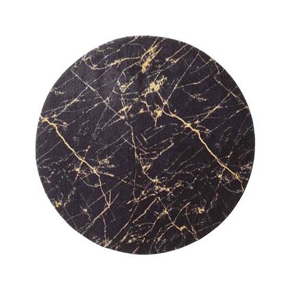 Rond wasbaar vloerkleed Marmer - Chloé zwart/goud 120 cm rond