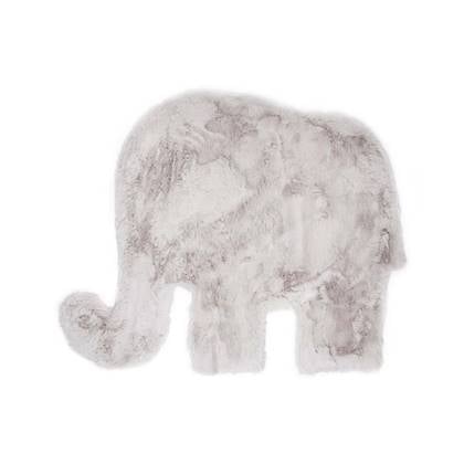 Tapeso Kindervloerkleed Olifant - Fluffy lichtgrijs - 80x100 cm