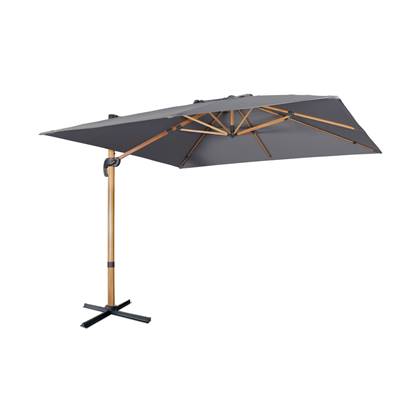 sweeek - Offset vierkante parasol 3x3m met houteffect - falgos - offset parasol kantelt, vouwt en draait 360°