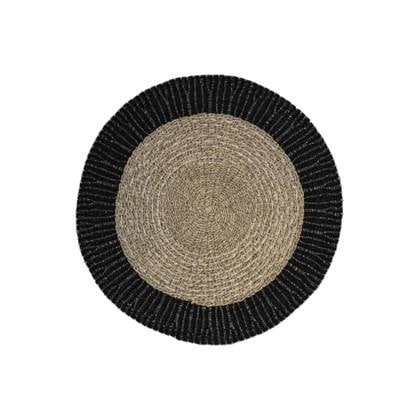 HSM - Vloerkleed Malibu - Ø150 cm - Raffia|zeegras - Naturel|zwart