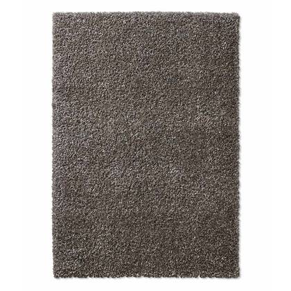 Tapeso Hoogpolig vloerkleed effen Classic - donkergrijs - 200x200 cm