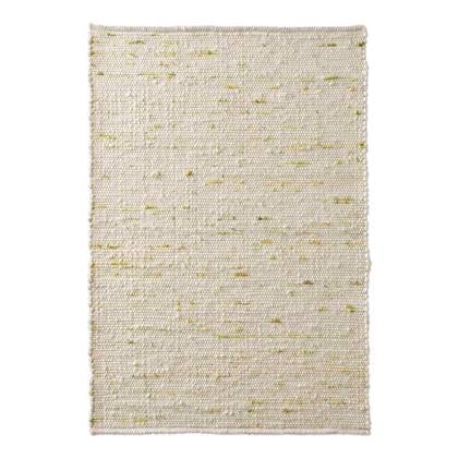 Tapeso Wollen vloerkleed handweef Oslo - crème|groen - 70x130 cm Groen, Crème