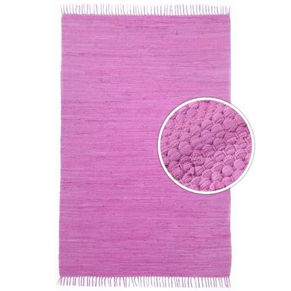 Tapeso Kelim vloerkleed effen handweef Bomull - paars - 90x160 cm