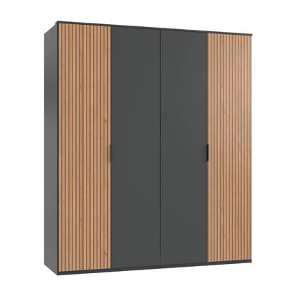 Woonexpress Kledingkast Veghel - Grijs - Hout - 180x210x58cm (BxHxD)