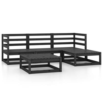 vidaXL-5-delige-Loungeset-massief-grenenhout-zwart