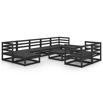 vidaXL-10-delige-Loungeset-massief-grenenhout-zwart