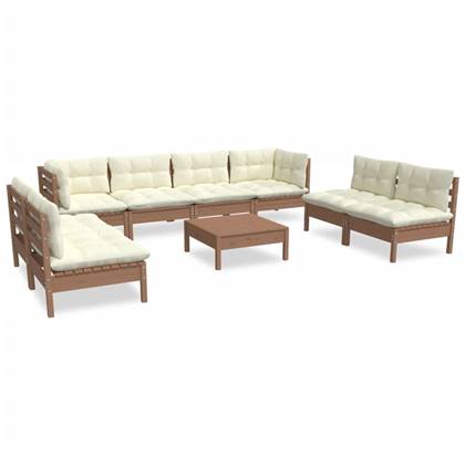 vidaXL-9-delige-Loungeset-met-kussens-massief-grenenhout