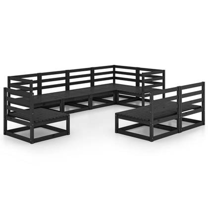 vidaXL-8-delige-Loungeset-massief-grenenhout-zwart