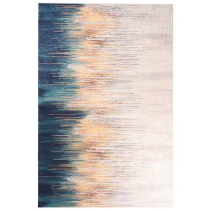 Tapeso Modern vloerkleed wasbaar - Moderna goud|petrol - 160x240 cm