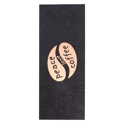 Tapeso Keukenloper wasbaar - Peace love coffee - zwart - 80x200 cm