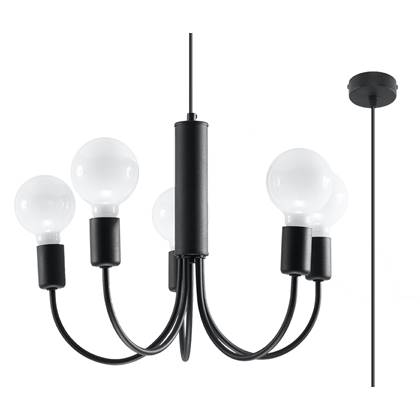 Light Your Home Carisbrooke Kroonluchter - Ø 45 Cm - Metaal - 5xE27 - Woonkamer - Eetkamer - Black
